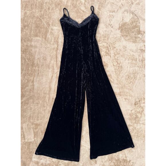 VINTAGE 90s Betsey Johnson Black Velvet Jumpsuit Women’s Size Small Y2K - Picture 1 of 6